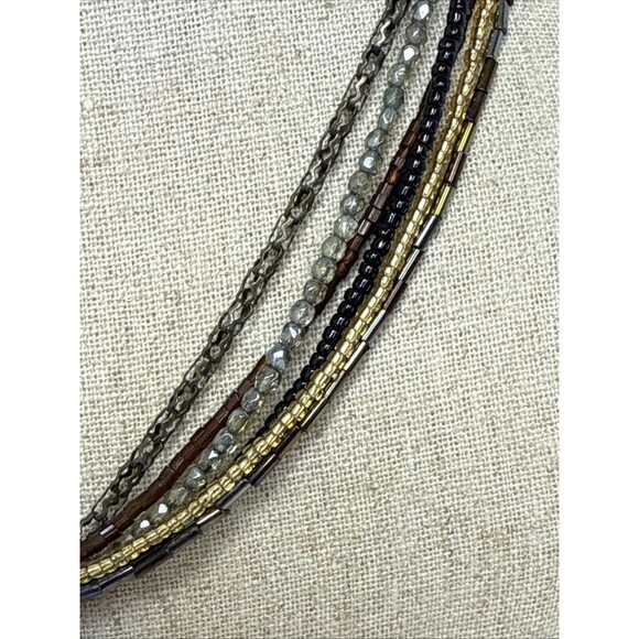 Chico's Multi Strand Beaded and Crystal Enamel Bronze Pendant Necklace - Picture 4 of 7